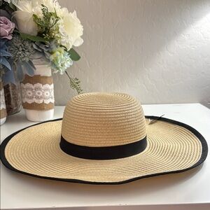 Timeless Tan and Black Wide-Brimmed Hat
